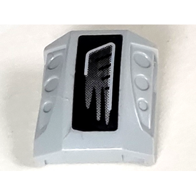 light bluish gray slope curved 2 x 2 with debossed side ports with gray air vent on black background pattern model left sticker - set 5970