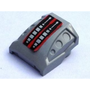 light bluish gray slope curved 2 x 2 with debossed side ports with engine pattern sticker - set 8642