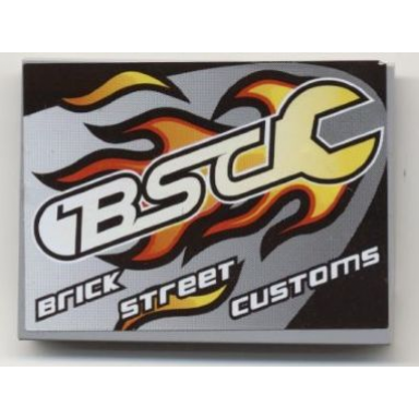 light bluish gray slope 10 6 x 8 with flaming wrench bsc brick street customs pattern sticker - set 8681
