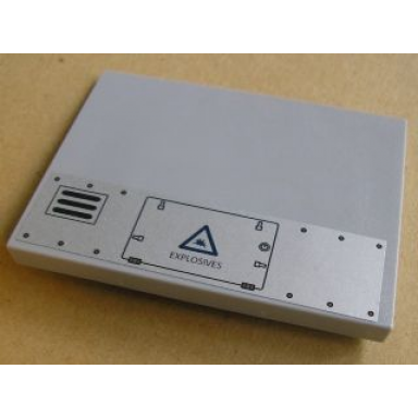 light bluish gray slope 10 6 x 8 with warning triangle explosives and air vent pattern model right side sticker - set 8635
