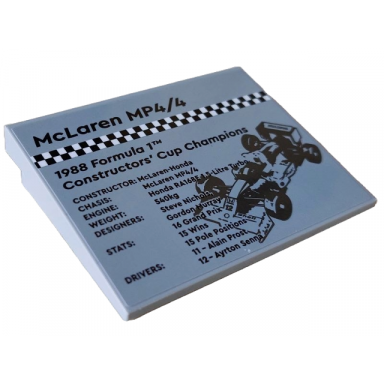 light bluish gray slope 10 6 x 8 with black and white checkered bar mclaren mp4 4 image and 1988 formula 1â¢ constructors cup champions pattern sticker - set 10330