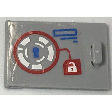 light bluish gray container cupboard 2 x 3 x 2 door with keyhole and padlock pattern sticker - set 41231