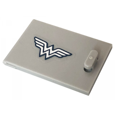light bluish gray container cupboard 2 x 3 x 2 door with wonder woman logo pattern sticker - set 41232
