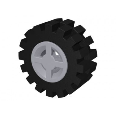 light bluish gray wheel 8mm d x 6mm with black tire 15mm d x 6mm offset tread small 4624 3641