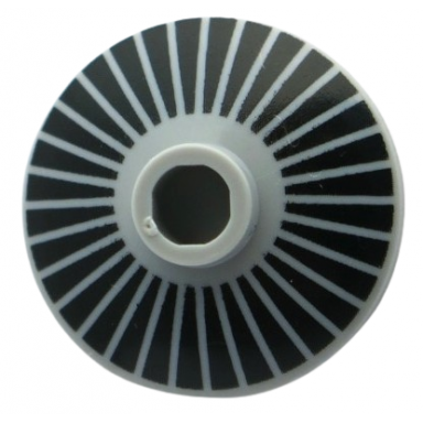 light bluish gray dish 2 x 2 inverted radar with hubcap with black stripes pattern