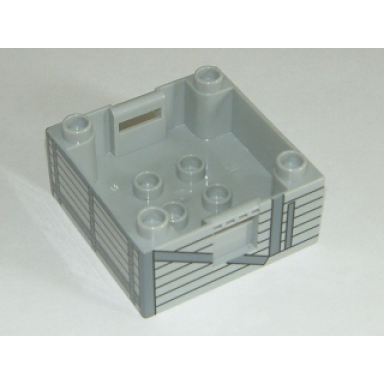 light bluish gray duplo container box 4 x 4 with studs on corners with thomas friends truck pattern