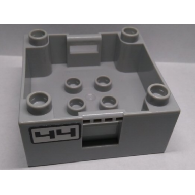 light bluish gray duplo container box 4 x 4 with studs on corners with black 44 pattern on both sides stickers - set 7840