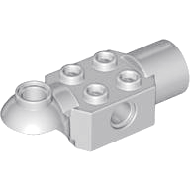 light bluish gray technic brick modified 2 x 2 with pin hole rotation joint ball half horizontal and rotation joint socket