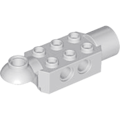 light bluish gray technic brick modified 2 x 3 with pin holes rotation joint ball half horizontal and rotation joint socket