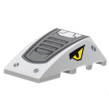 light bluish gray wedge 4 x 4 triple curved no studs with dark bluish gray and silver armor screws yellow eyes pattern