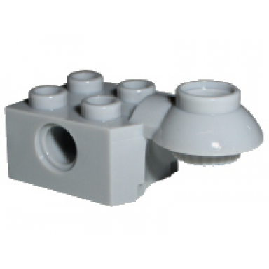 light bluish gray technic brick modified 2 x 2 with pin hole and rotation joint ball half horizontal