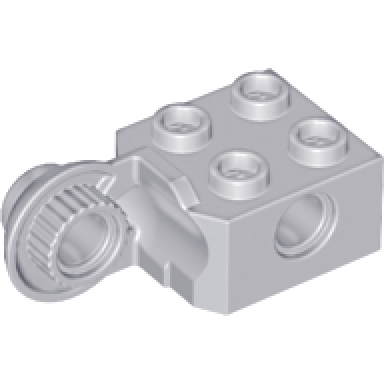 light bluish gray technic brick modified 2 x 2 with pin hole and rotation joint ball half vertical