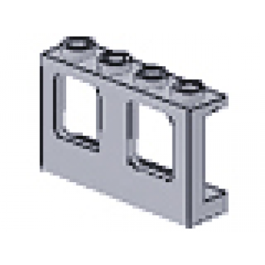 light bluish gray window 1 x 4 x 2 plane single top hole and double bottom holes for glass