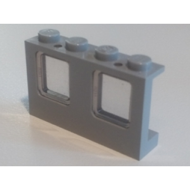 light bluish gray window 1 x 4 x 2 plane single top hole and double bottom holes for glass with trans-brown glass 4863 4862