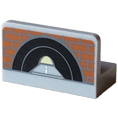 light bluish gray panel 1 x 2 x 1 with brick wall and tunnel pattern