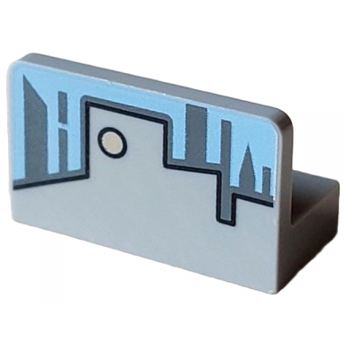 light bluish gray panel 1 x 2 x 1 with light blue sky and gray skyline pattern