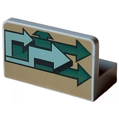 light bluish gray panel 1 x 2 x 1 with light blue and green arrow pattern