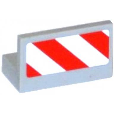 light bluish gray panel 1 x 2 x 1 with red and white danger stripes pattern model right side sticker - set 60079