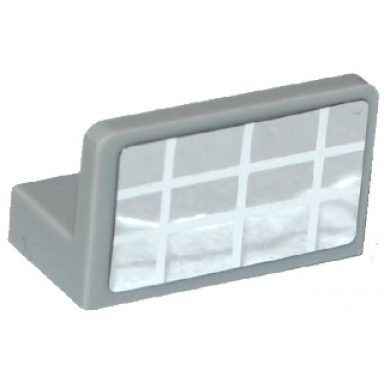light bluish gray panel 1 x 2 x 1 with mirror with white grid pattern sticker - set 41118