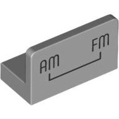 light bluish gray panel 1 x 2 x 1 with black line and am fm pattern