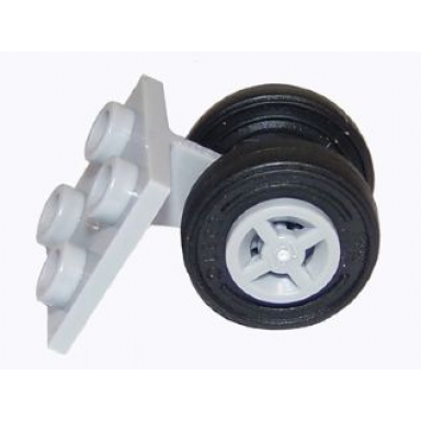 light bluish gray plate modified 2 x 2 thin with dual wheels holder - split pins with light bluish gray wheels and black tires 4870 4624 59895