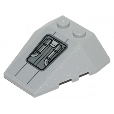 light bluish gray wedge 4 x 4 triple with stud notches with pipes and hull plates pattern sticker - set 75316