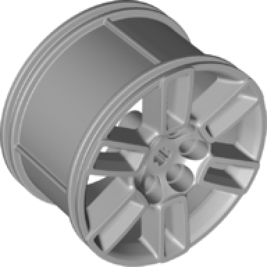 light bluish gray wheel 56mm d x 34mm technic racing medium 6 pin holes axle hole open spokes