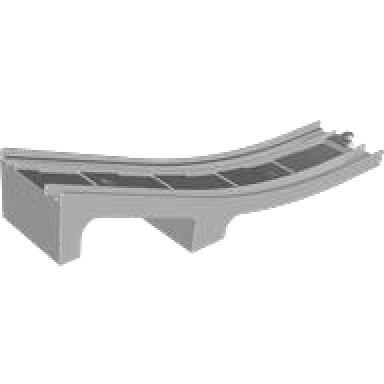 light bluish gray duplo train track bridge end section with 2 vertical bottom supports