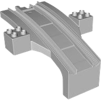 light bluish gray duplo train track bridge middle section half arch with 2 x 2 side supports