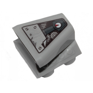 light bluish gray vehicle air scoop engine top 2 x 2 with gears metal plate and gauge pattern sticker - set 70419