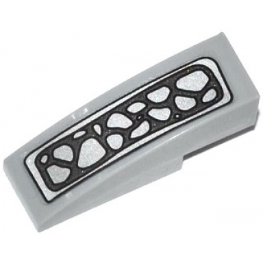 light bluish gray slope curved 3 x 1 with silver crocodile scales pattern sticker - set 70126
