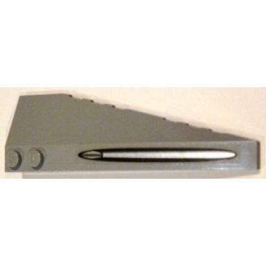 light bluish gray wedge 10 x 3 left with elongated silver and black oval pattern sticker - set 7660