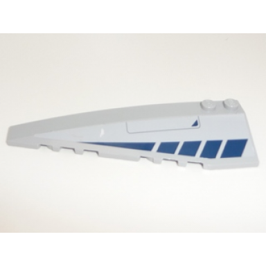 light bluish gray wedge 10 x 3 left with dark blue hatch and trim pattern sticker - set 8128