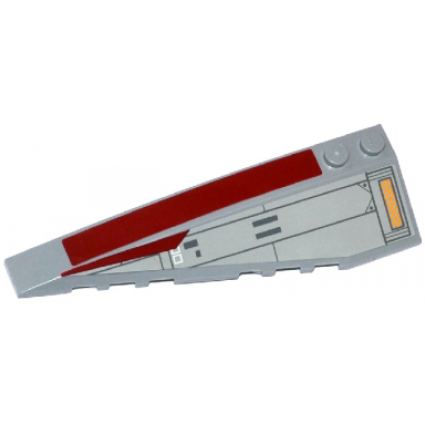 light bluish gray wedge 10 x 3 left with dark red stripe and sw v-wing starfighter pattern stickers - set 75039