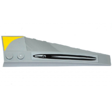 light bluish gray wedge 10 x 3 left with cannon ridge and yellow triangle pattern stickers - set 75092