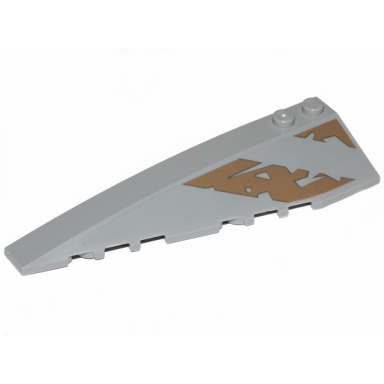 light bluish gray wedge 10 x 3 left with dark tan tattered stripe and triangle pattern sticker - set 75292