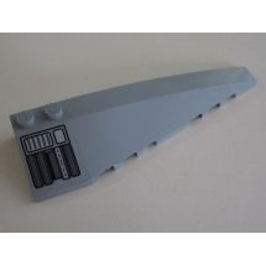 light bluish gray wedge 10 x 3 right with silver machinery pattern sticker - set 8036