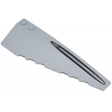 light bluish gray wedge 10 x 3 right with elongated silver and black oval pattern sticker - set 7660