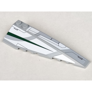 light bluish gray wedge 10 x 3 right with jedi starfighter white hull panels and dark green tapered stripe pattern stickers - set 7868