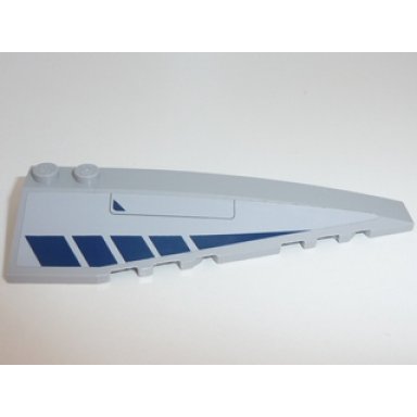 light bluish gray wedge 10 x 3 right with dark blue hatch and trim pattern sticker - set 8128