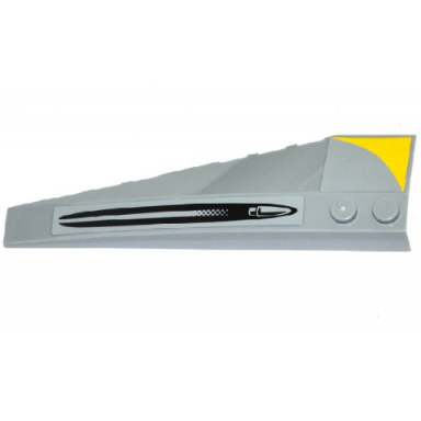 light bluish gray wedge 10 x 3 right with cannon ridge and yellow triangle pattern stickers - set 75092