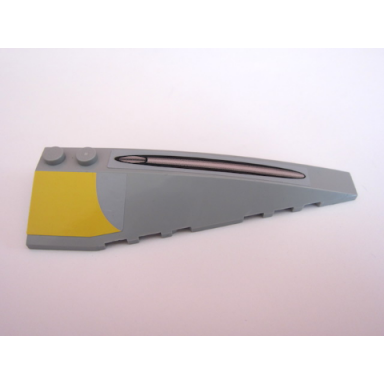 light bluish gray wedge 10 x 3 right with cannon ridge and yellow pattern stickers - set 7877