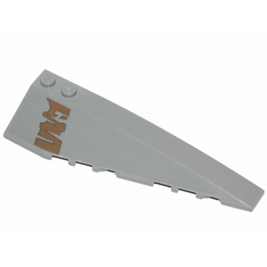 light bluish gray wedge 10 x 3 right with dark tan tattered stripe pattern sticker - set 75292