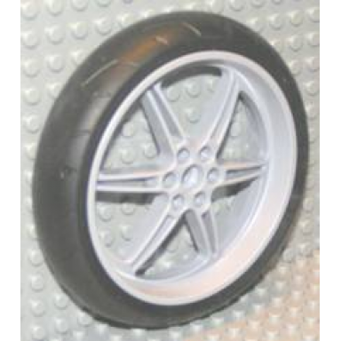 light bluish gray wheel technic street bike 8420 with black tire technic street bike 8420 - narrow front 51378 51380