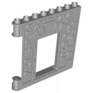 light bluish gray duplo wall 1 x 8 x 6 hinge on left with door opening - castle