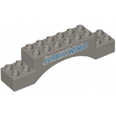 light bluish gray duplo brick 2 x 10 x 2 arch with jurassic world pattern