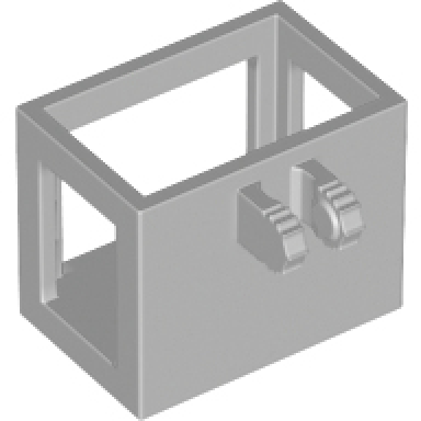 light bluish gray crane bucket lift basket 2 x 3 x 2 with locking hinge fingers