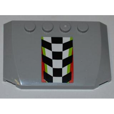 light bluish gray wedge 4 x 6 x 2 3 triple curved with checkered pattern with red and lime border sticker - set 4433