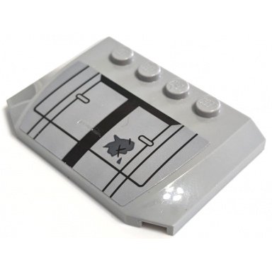 light bluish gray wedge 4 x 6 x 2 3 triple curved with sw at-te walker hatch and hull plates with black lines and dark bluish gray oil spill pattern sticker - set 75337