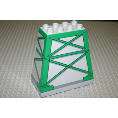 light bluish gray duplo brick 3 x 6 x 5 slope 75 quadruple with green girders pattern